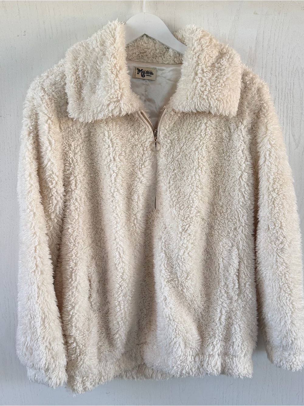 Show Me Your Mumu Sheldon Bomber Jacket Faux Fur Raven Ivory Small